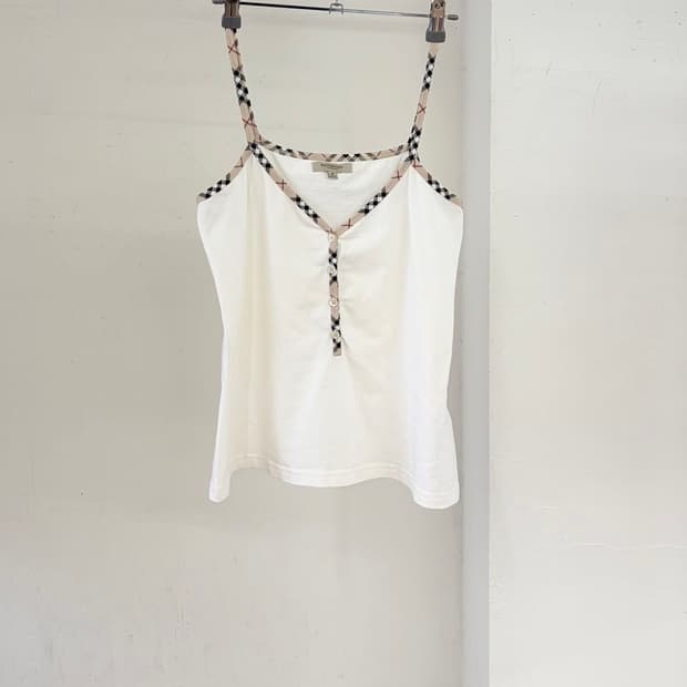 버버리 런던 화이트 노바 체크 슬리브리스