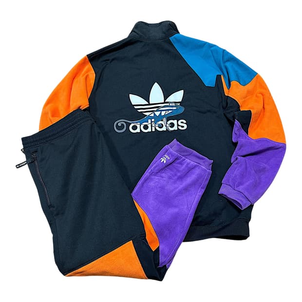 ✨ (세트) 아디다스 빅로고 배색 플리스 반집업 