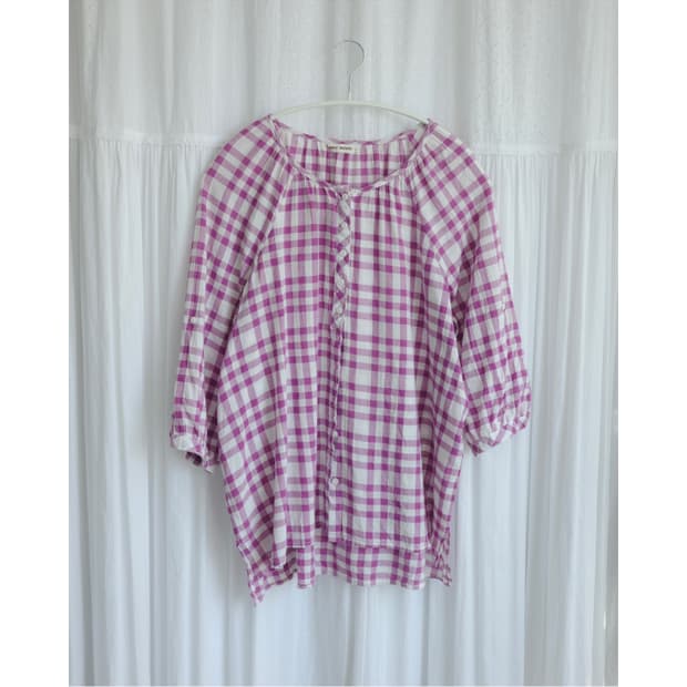 Navy natural purple check