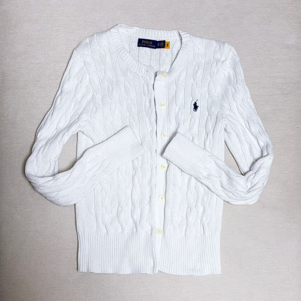 [새상품] 폴로랄프로렌 화이트 니트 가디건 XS