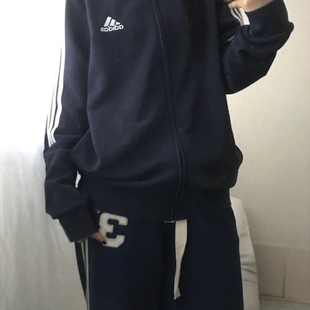 아디다스 네이비 면집업