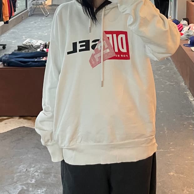 디젤 빅로고 화이트 후드티 H2047