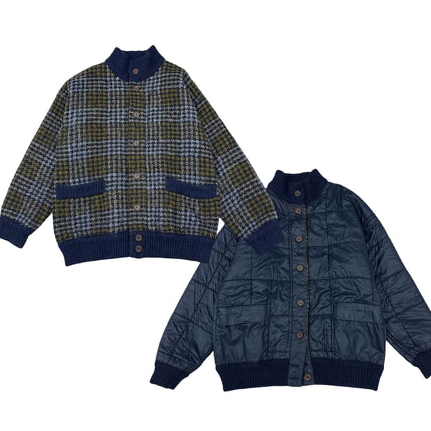 미쏘니 리버시블 울 모헤어 니트 패딩 점퍼 자켓