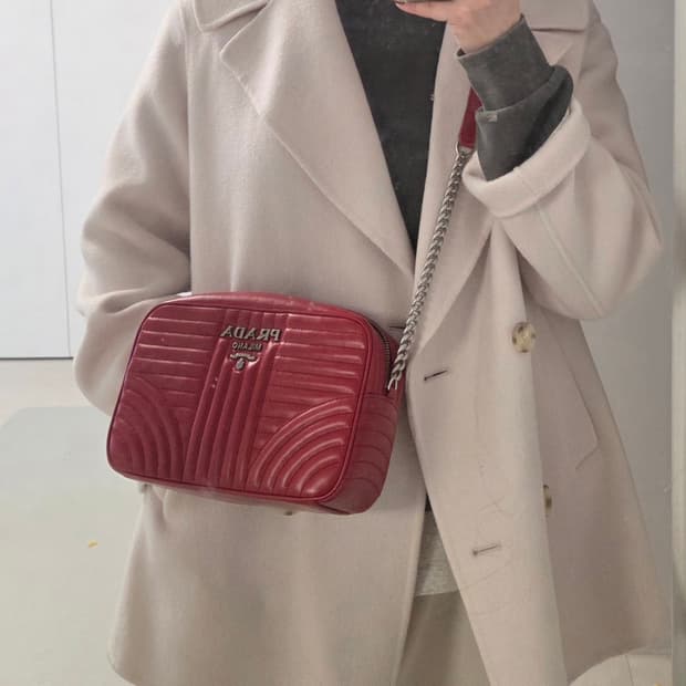 PRADA 프라다 정품 다이어그램 카메라백 은장체인 크로스백 숄더백