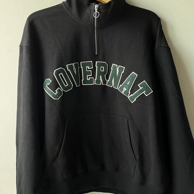 (남녀공용)커버낫 블랙 하프집업 맨투맨