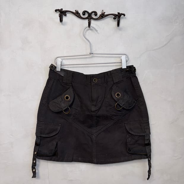 Deep charcoal brown pocket cargo mini sk