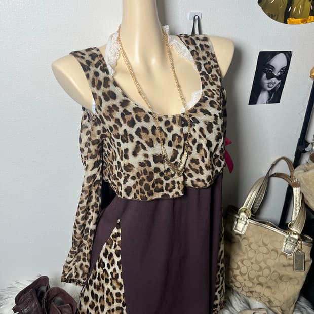 D.I.A 오프숄더 호피 긴팔 원피스