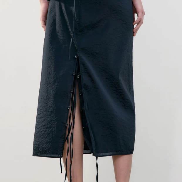 로우클래식 see through button skirt (beige) s