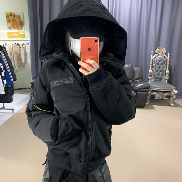 00s 아비렉스 후드 항공st 패딩점퍼 봄버자켓 L 남녀공용