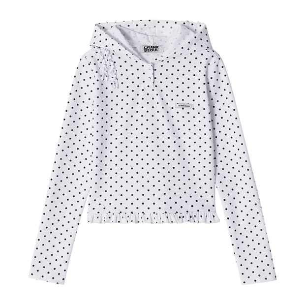 DOT FRILL HOODIE_WHITE 