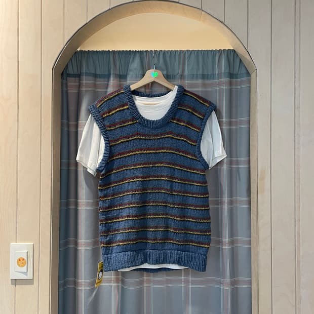 일본빈티지 스트라이프 니트조끼