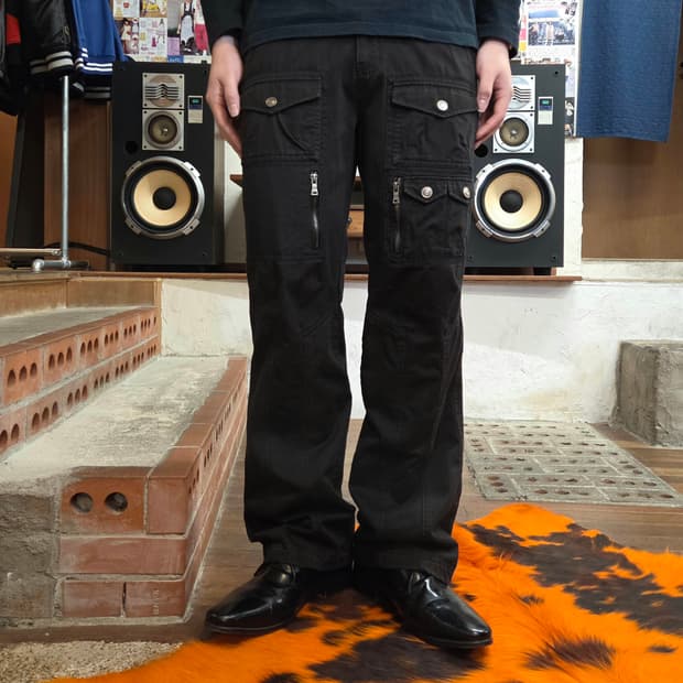 빈티지 블랙 멀티포켓 카고 팬츠