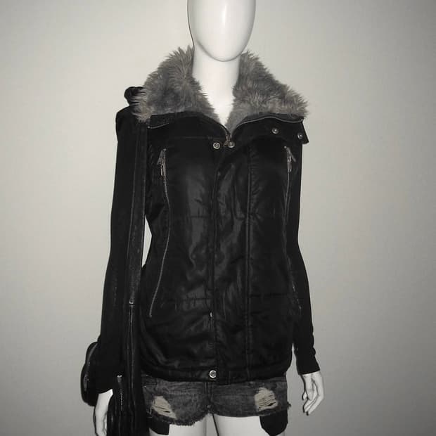 y2k 빈티지 패딩 조끼 블랙 갸루 아우터