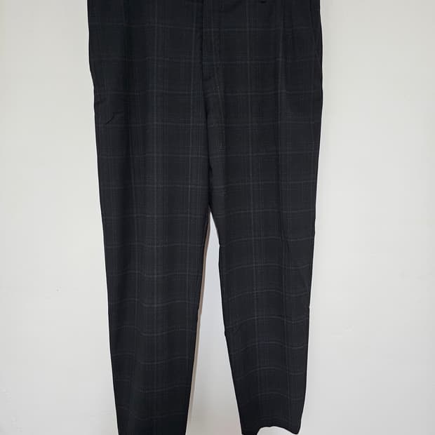 자라 모소재 와이드핏 블랙체크 슬랙스 32-34