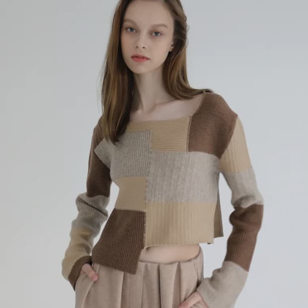 소프트 서울 컬러블록니트