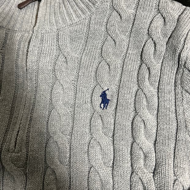 폴로 랄프로렌 반집업 꽈배기 니트 XL