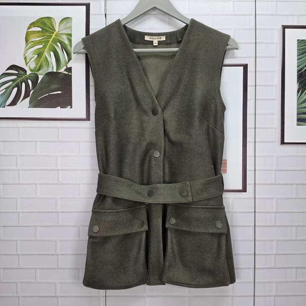 HACHE 하쉬 벨티드 포켓 울 조끼 베스트 40사이즈