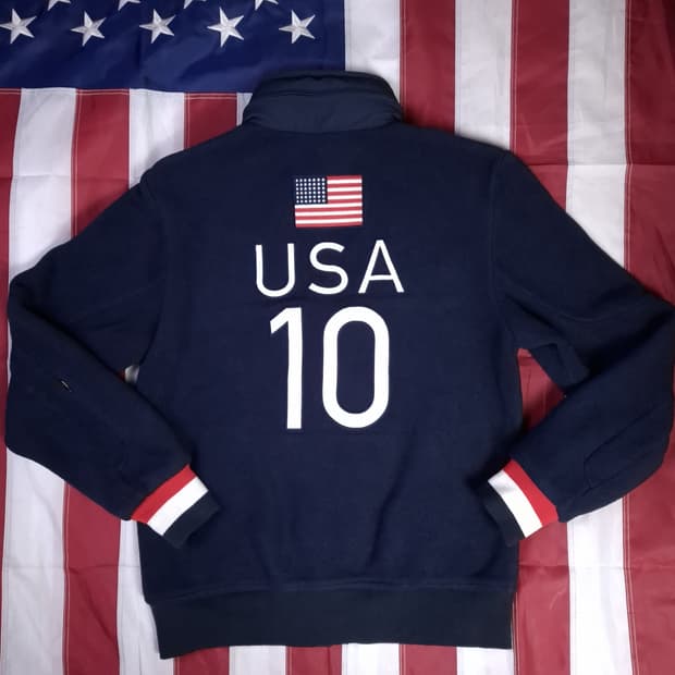 오리지날 랄프로렌폴로 빅포니 USA 폴라텍 성조기 후리스 자켓
