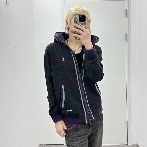 ILL’s Layered Neck Rib Collar Full Zip H