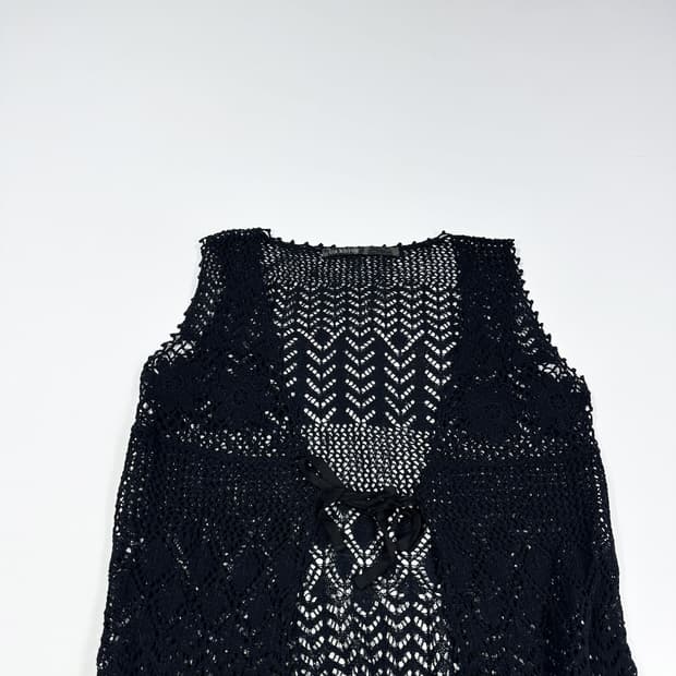 VTG 빈티지 재팬 블랙 롱니트 조끼 (M 여성추천)