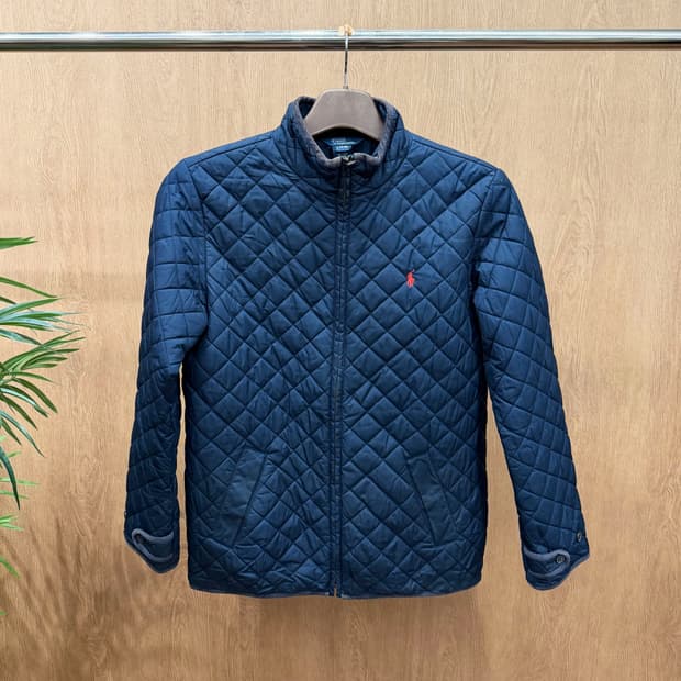 폴로 랄프로렌 집업 자켓 다이아 퀼팅 패턴 스탠드 카라 디테일 네이비
