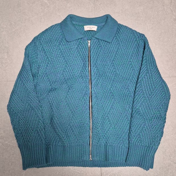 애프터프레이 롬버스 인타르시아 집업 니트 폴로 다크 민트 M