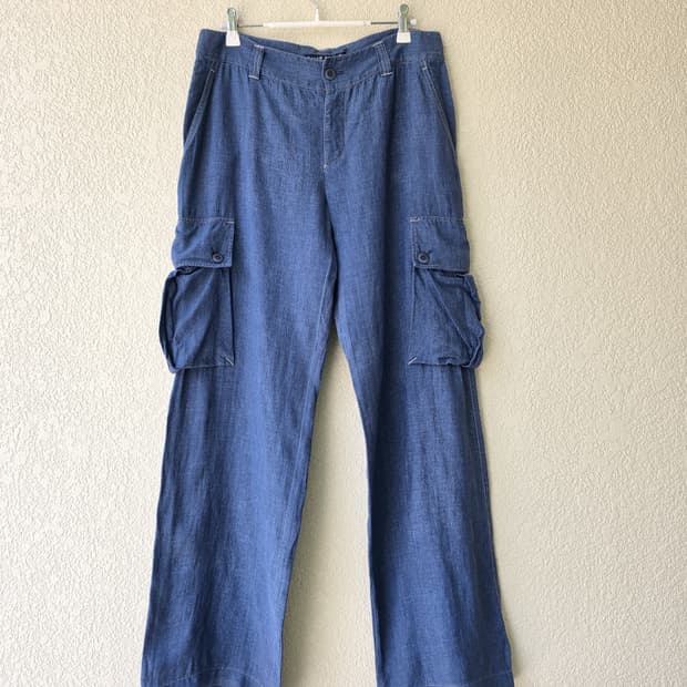 90s 랄프로렌 리넨 와이드 카고팬츠