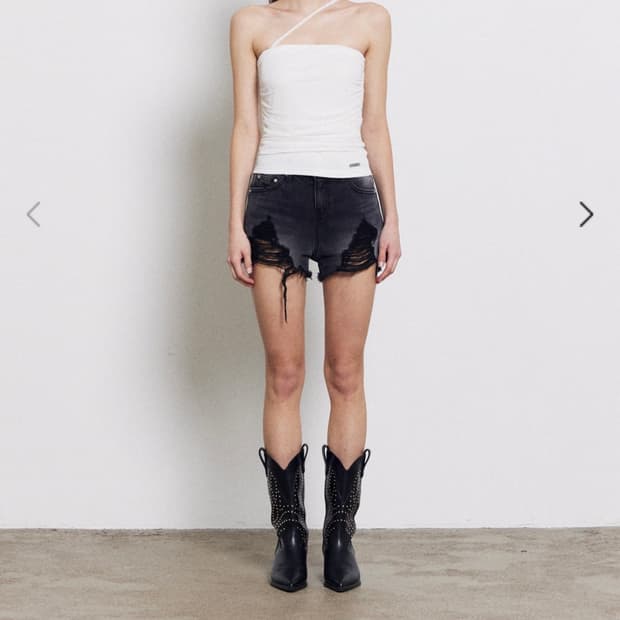 르가넷 디스트로이드 데님 쇼츠 블랙S