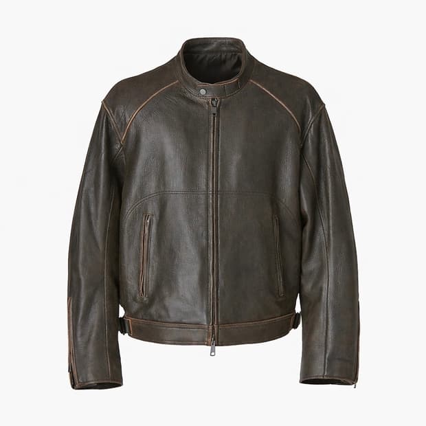 Coor Scratched Biker Jacket (Dark Brown)