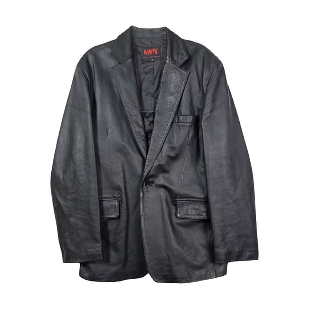 MATV Mars At Venus 블랙 레더 블레이저 자켓 XL