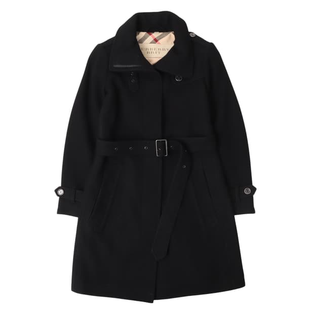 버버리 브릿 울 캐시미어 히든버튼 벨티드 코트