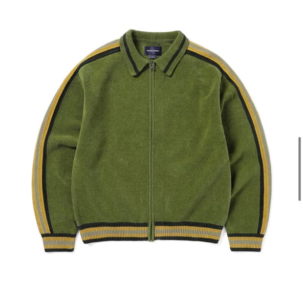 [XL] 디스이즈네버댓 스트라이프 집 가디건 올리브