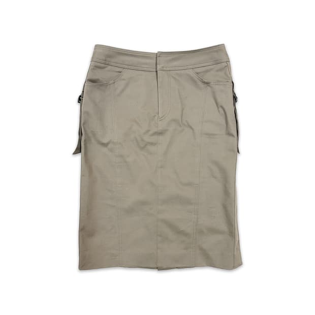 빈티지 LAUTREAMONT 베이지 사이드 벨트 미디 스커트