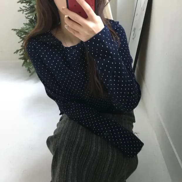 도트 롱슬리브 네이비