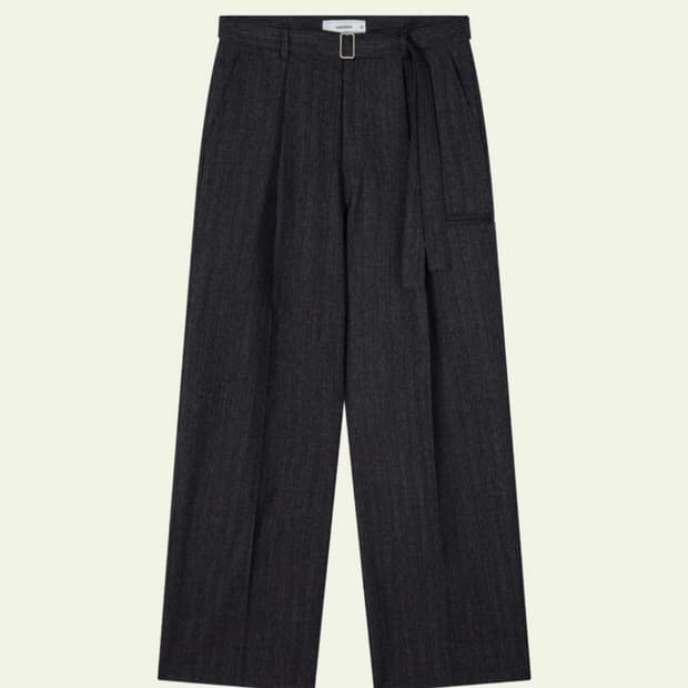 웨이비니스 레이어드 벨티드 트라우저 그레이 스트라이프2