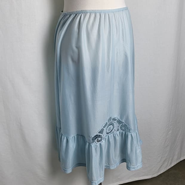 빈티지 소다 블루 슬립 스커트