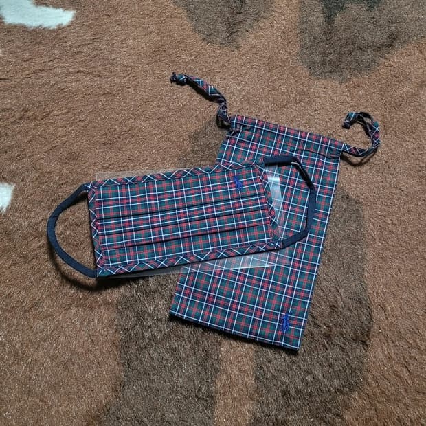 폴로 랄프로렌 타탄체크 면 마스크(M/L)