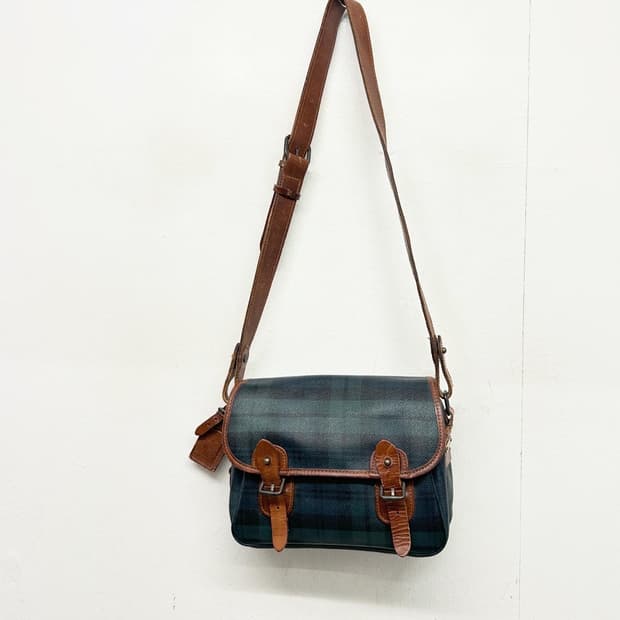 폴로 랄프로렌 블랙와치 타탄체크 크로스백 