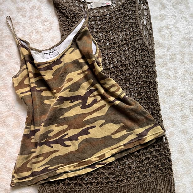 Military sleeveless + knit sleeveless