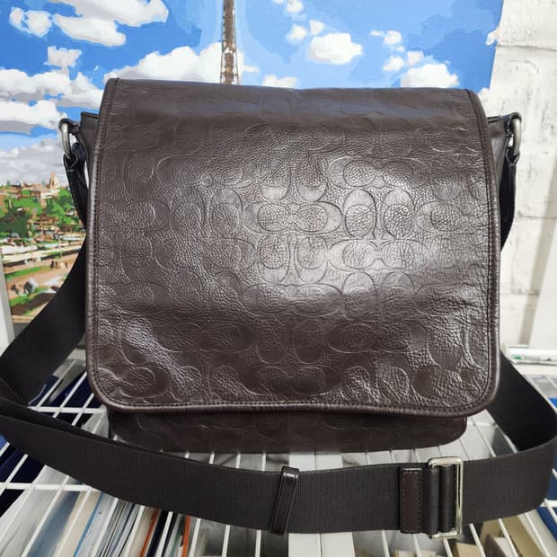 코치 메신저백 남성 숄더백 크로스백 헤리티지 웹 레더 엠보스 BF17