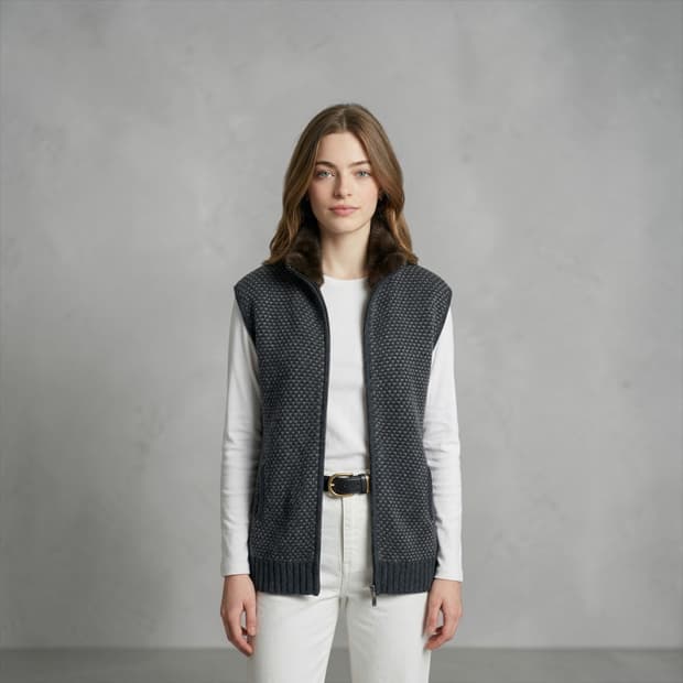 42/ 로로피아나 밍크 베이비캐시미어 베스트 집업