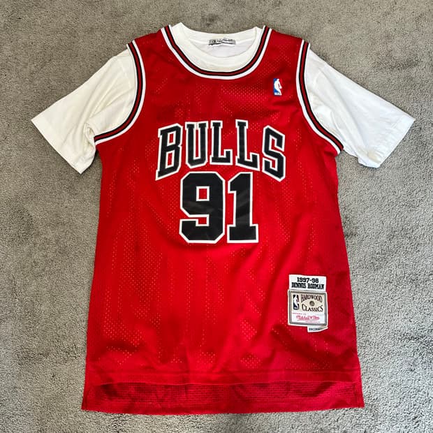 미첼엔네스xNBA 시카고불스 데니스로드맨 농구 저지L