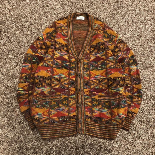 미쏘니 모헤어 멀티컬러 패턴 가디건 100