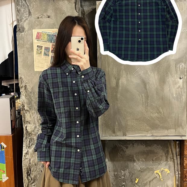 폴로 랄프로렌 체크 셔츠 그린 S #csz955