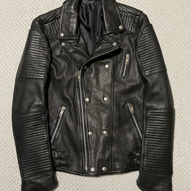 웨스턴 무드 램스킨 양가죽 바이커 레더 자켓