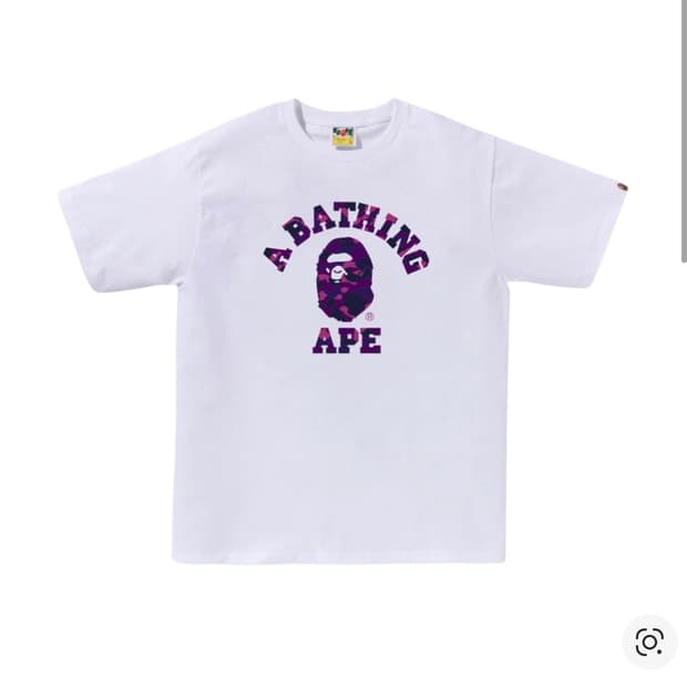 베이프 컬러 카모 컬리지 티셔츠 화이트 퍼플 M