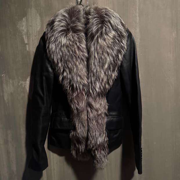 Black Leather Fur Collar Jacket