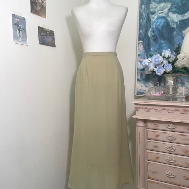 beige a-line basic long skirt