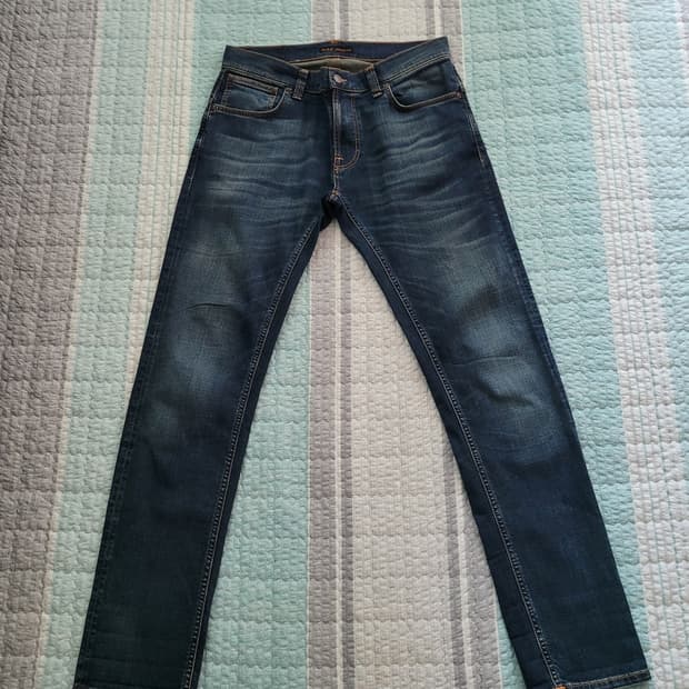 누디진 nudie jean 씬핀 오스카 원 다크 중청 슬림 32사이즈