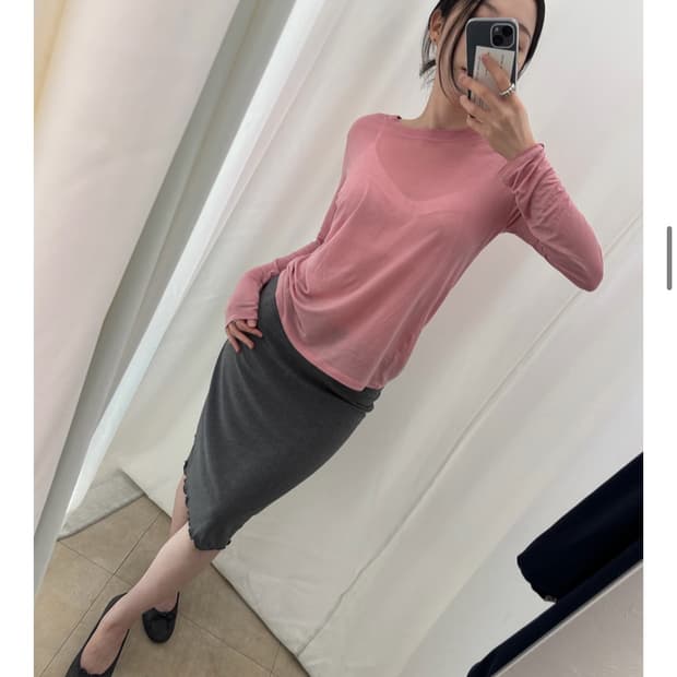 브리즈 아카이브 컬 햄 미디스커트 그레이